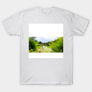 zen garden in japanese american park landscape wallpaper frame T-Shirt